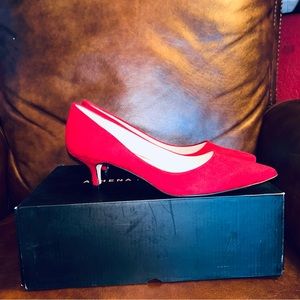 Womens red suede look kitten heels Nordstrom sz 5 1/2 by Athena Alexander new